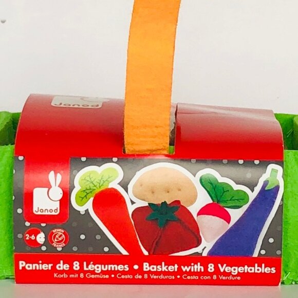 Janod Fabric Plush Basket with 8 Vegetables Shopping Toy New Sealed For Age 2-6 - Picture 12 of 13